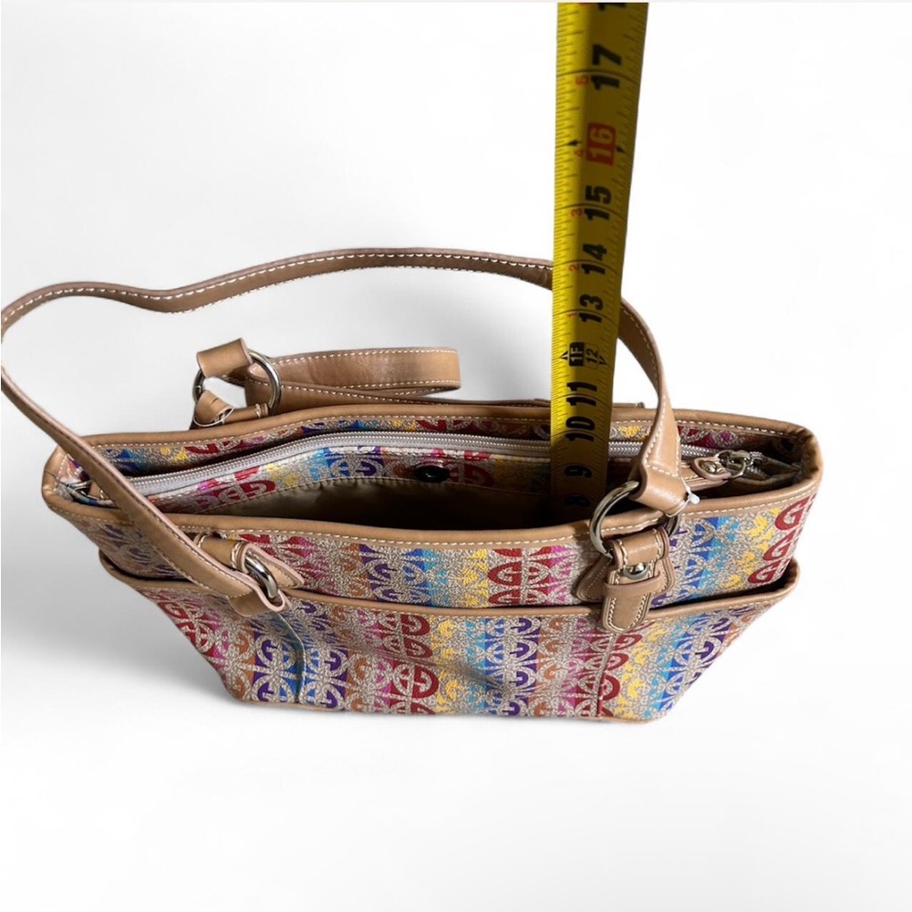 NEW Giani Bernini Rainbow Mulitcolor Logo Tote Bag Snap Closure Double Straps - Picture 8 of 8